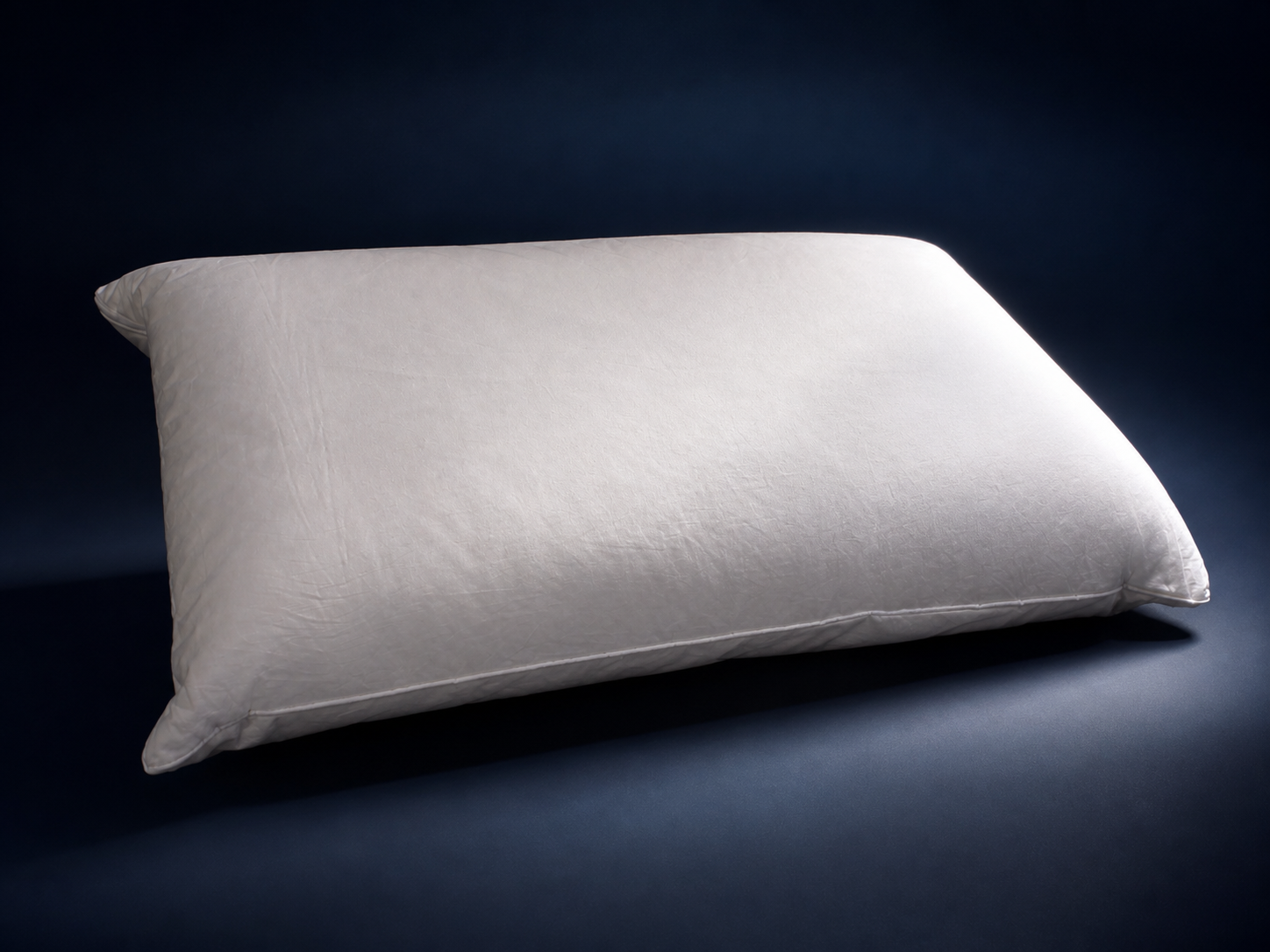 A uniq pillow on a dark navy backdrop